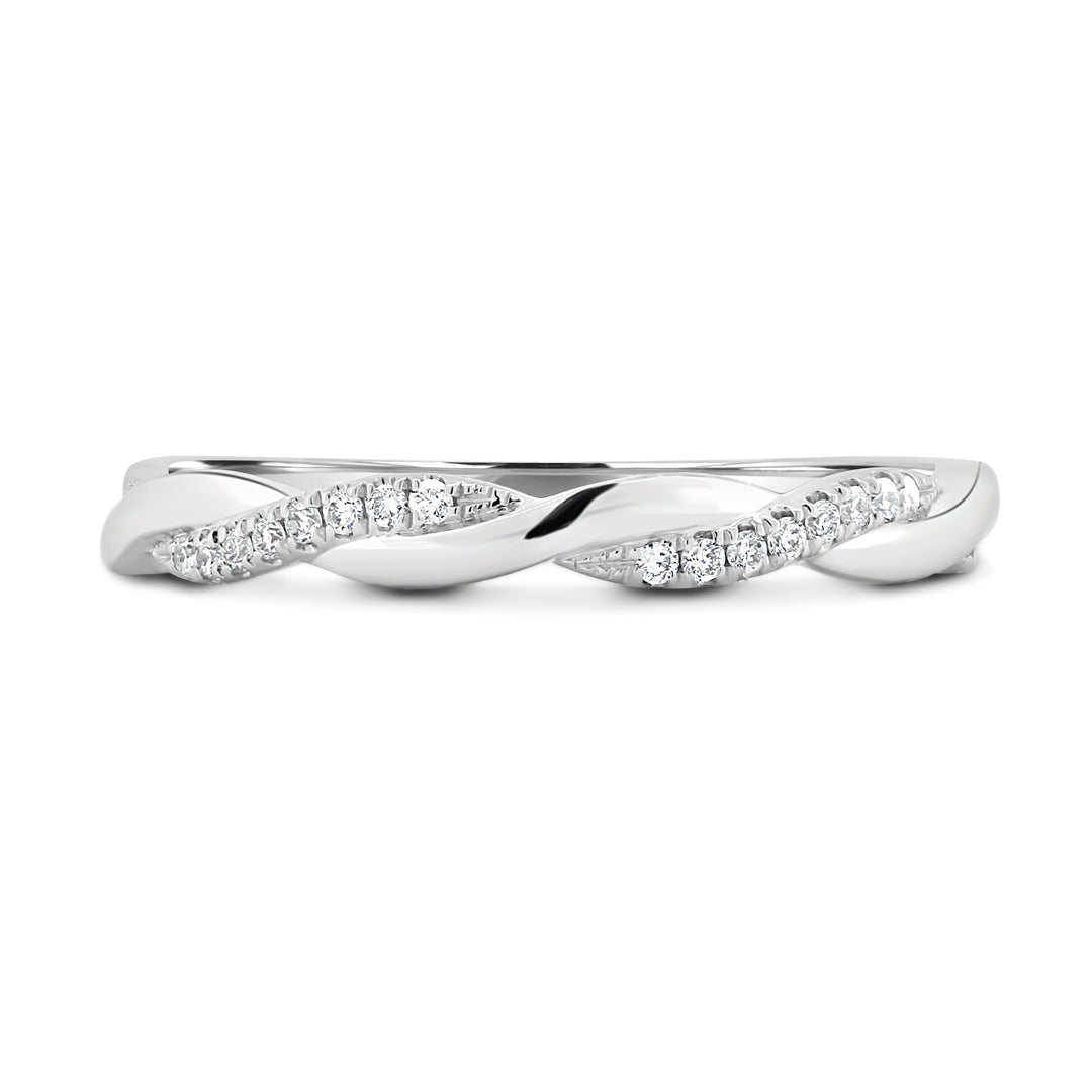 Twisted pave wedding band