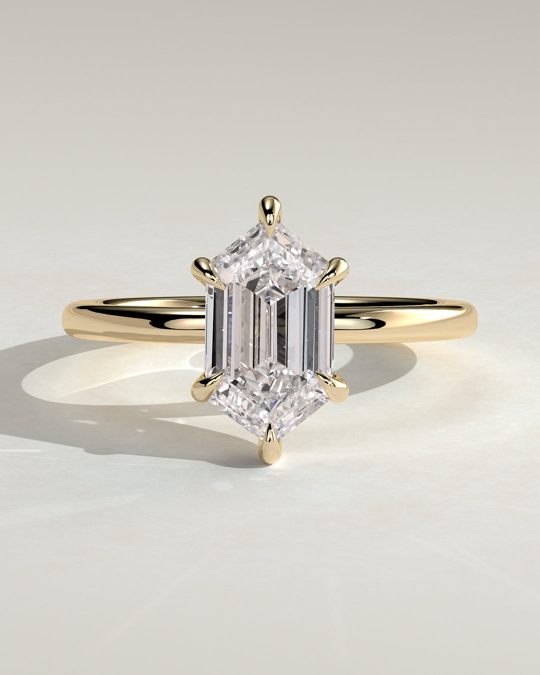 Two-carat hexagon engagement ring