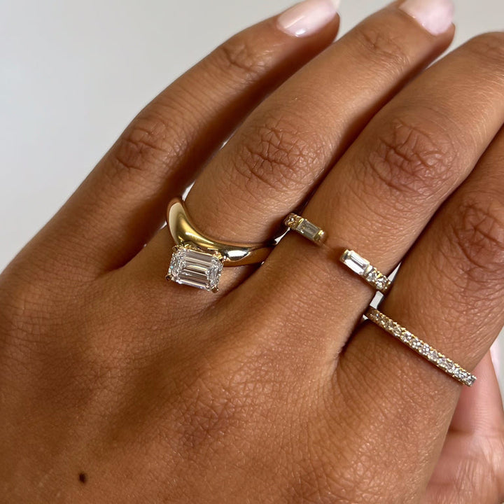 Curved Lab Diamond Engagement Ring