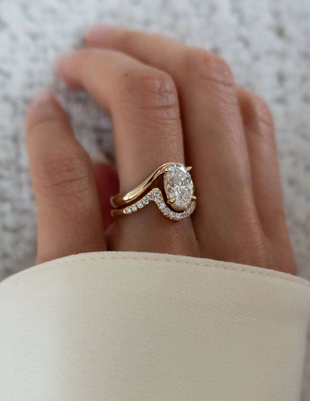 Unique Oval Diamond Ring Set