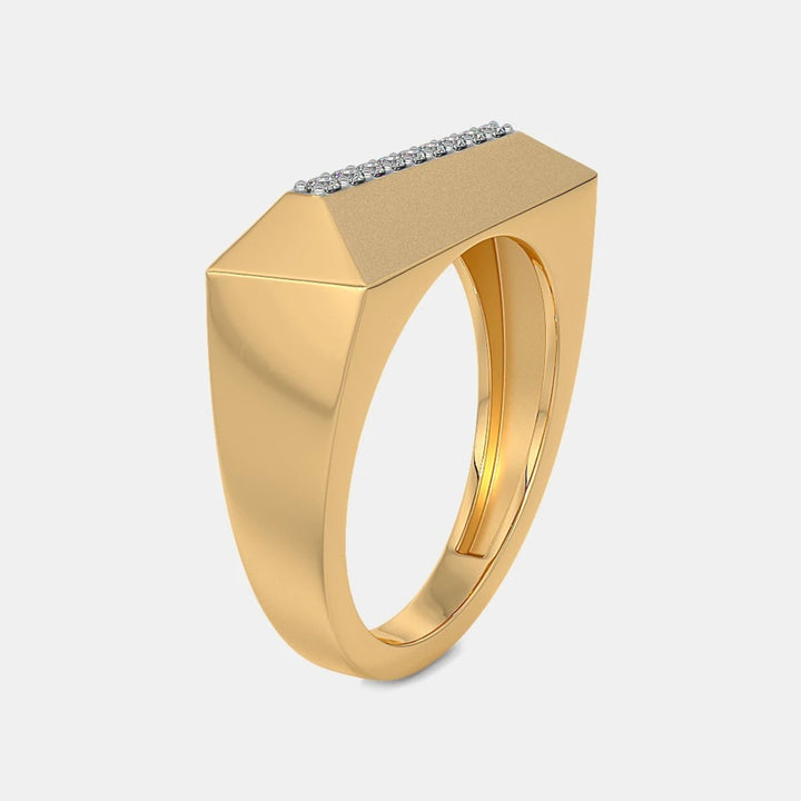 14K Yellow Gold Round Lab Grown Diamond Unique Men's Ring