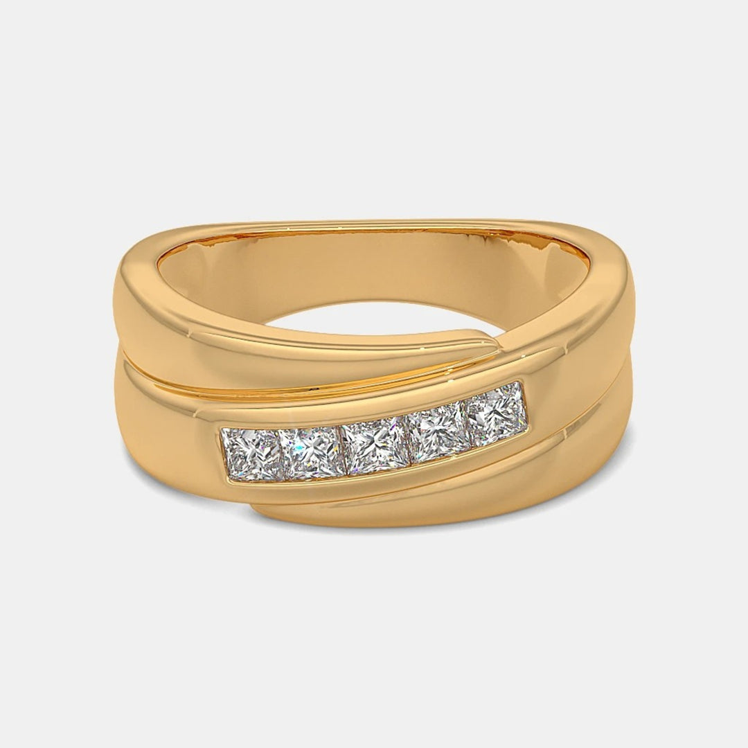 14K Yellow Gold Princess Lab Grown Diamond Men's Ring
