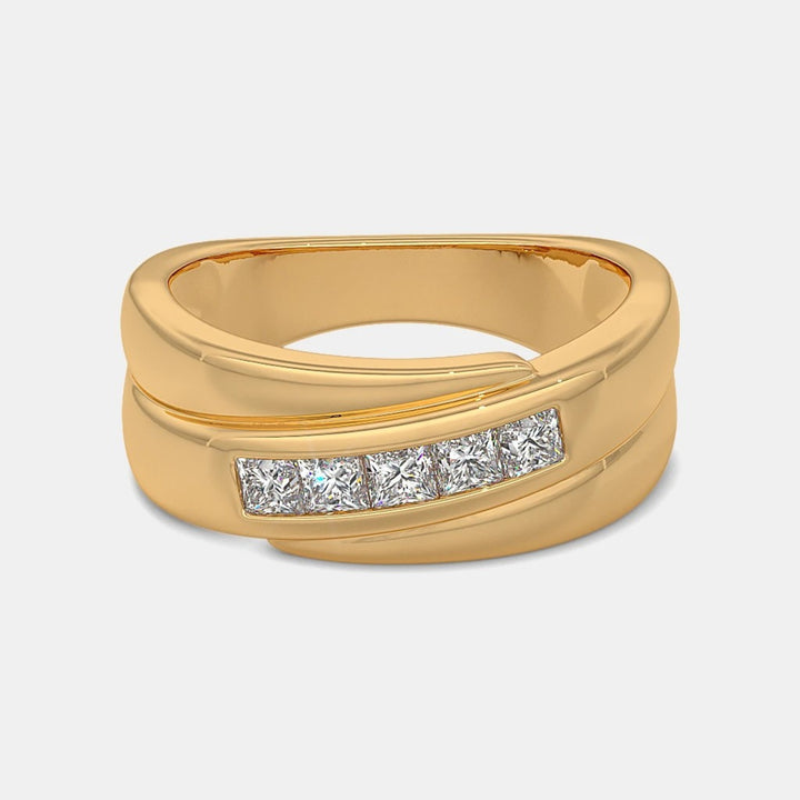 14K Yellow Gold Princess Lab Grown Diamond Men's Ring