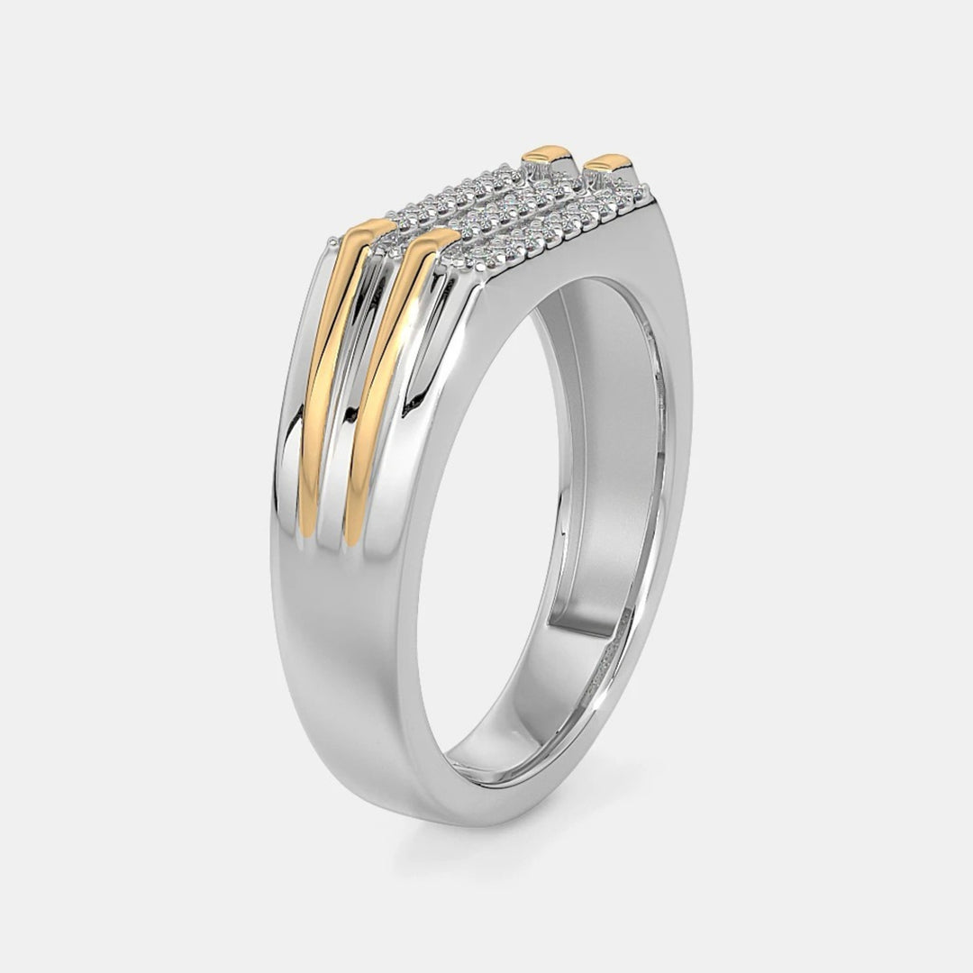 Round Lab Grown Diamond Two Tone Men's Wedding Ring