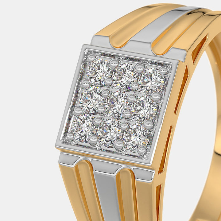 Round Lab Grown Diamond Two Tone Men's Ring