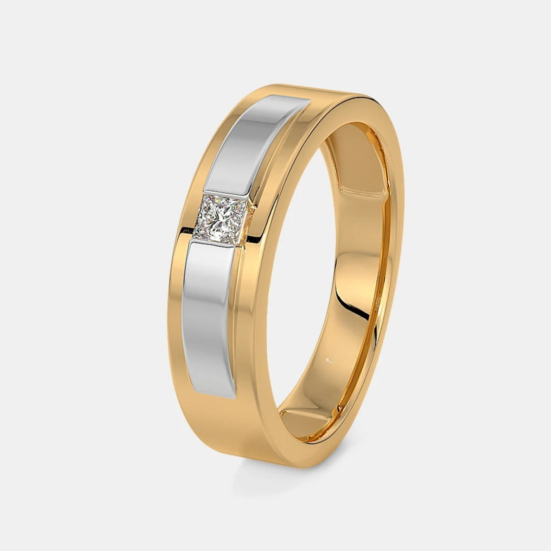 Princess Lab Grown Diamond Two Tone Men's Wedding Ring