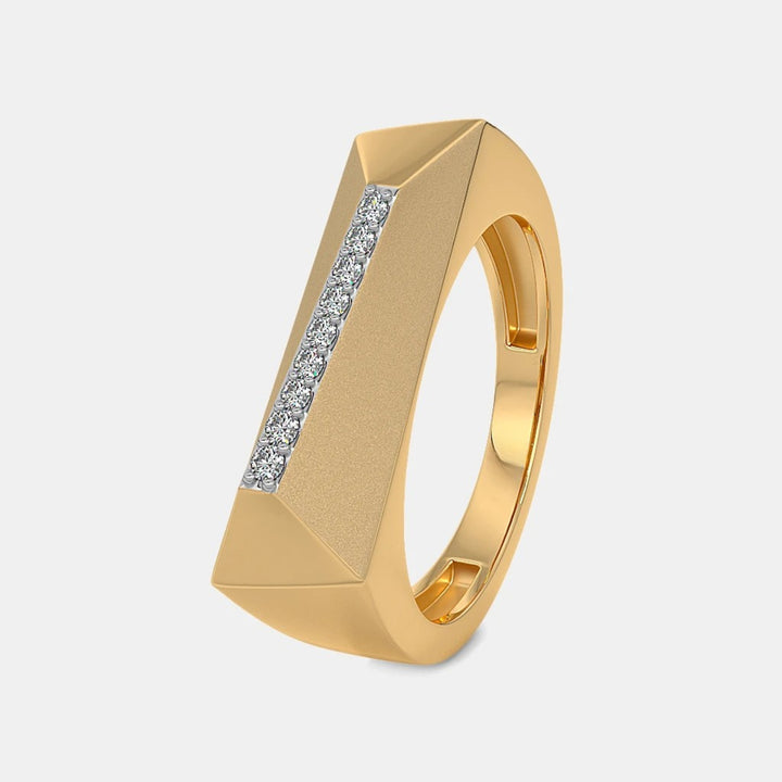 14K Yellow Gold Round Lab Grown Diamond Unique Men's Ring