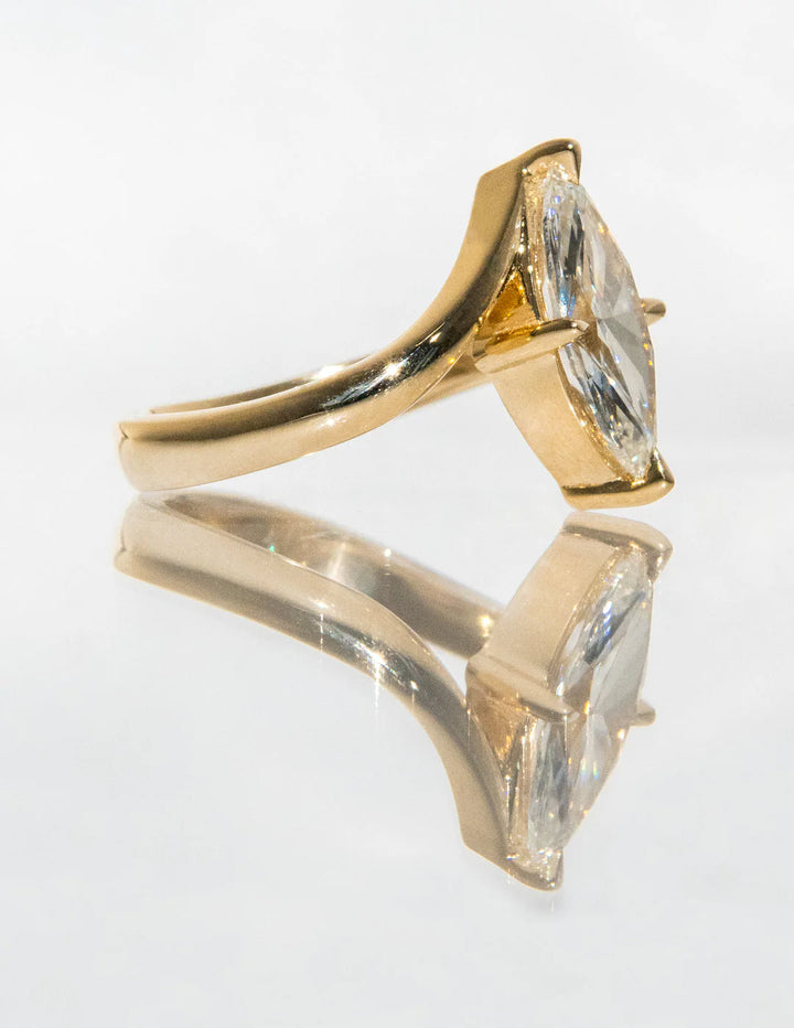 2.0CT Marquise E/VS CVD Diamond Bypass Unique Engagement Ring With Curved Band