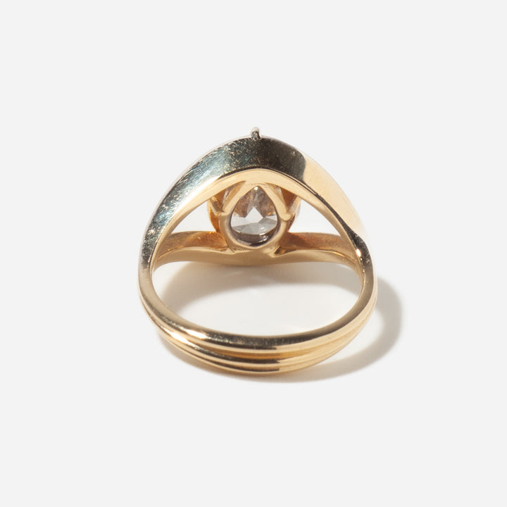 Vintage antique pear lab grown diamond engagement ring designed with split shank pavé elegance and timeless style