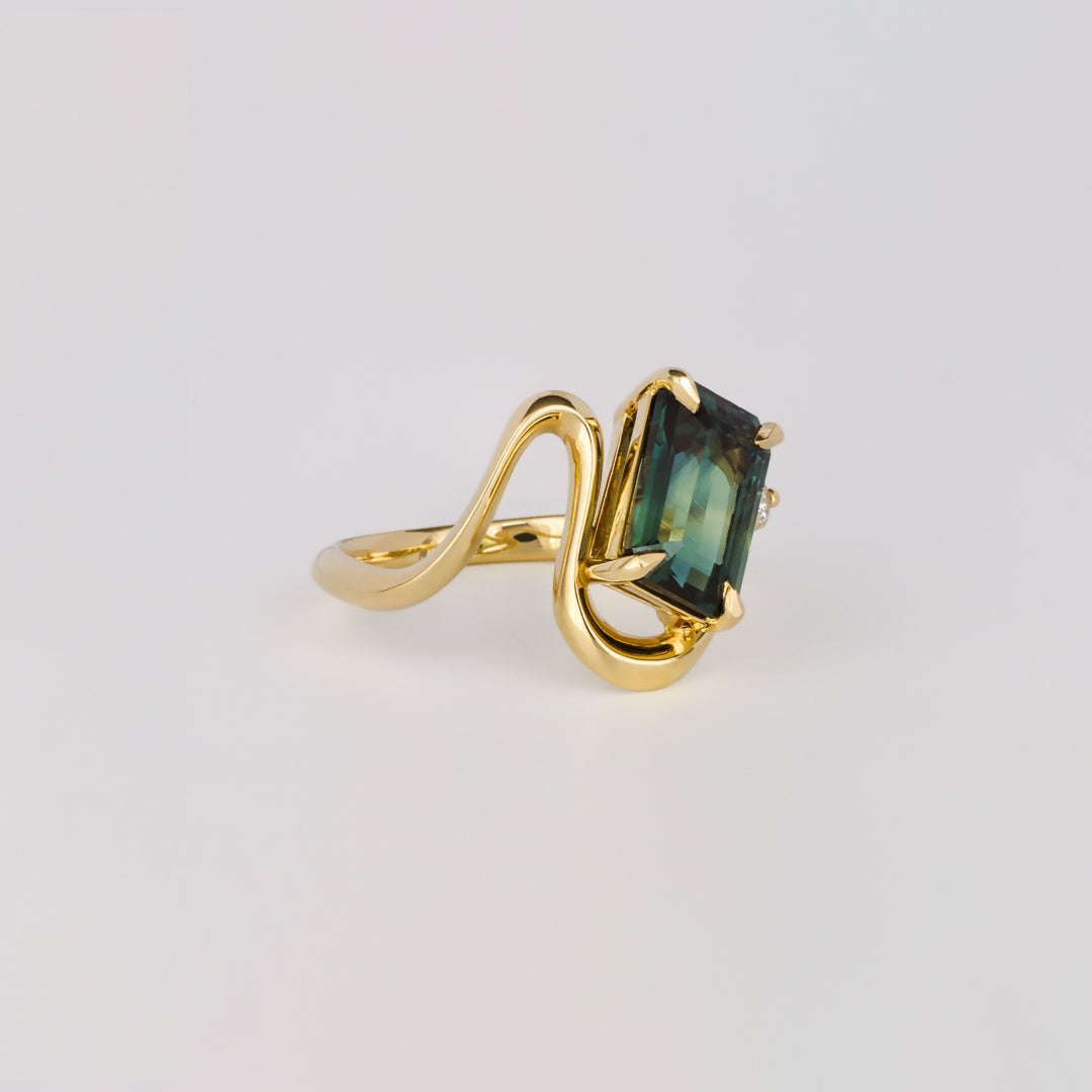 Vintage Style Emerald Diamond Engagement Ring