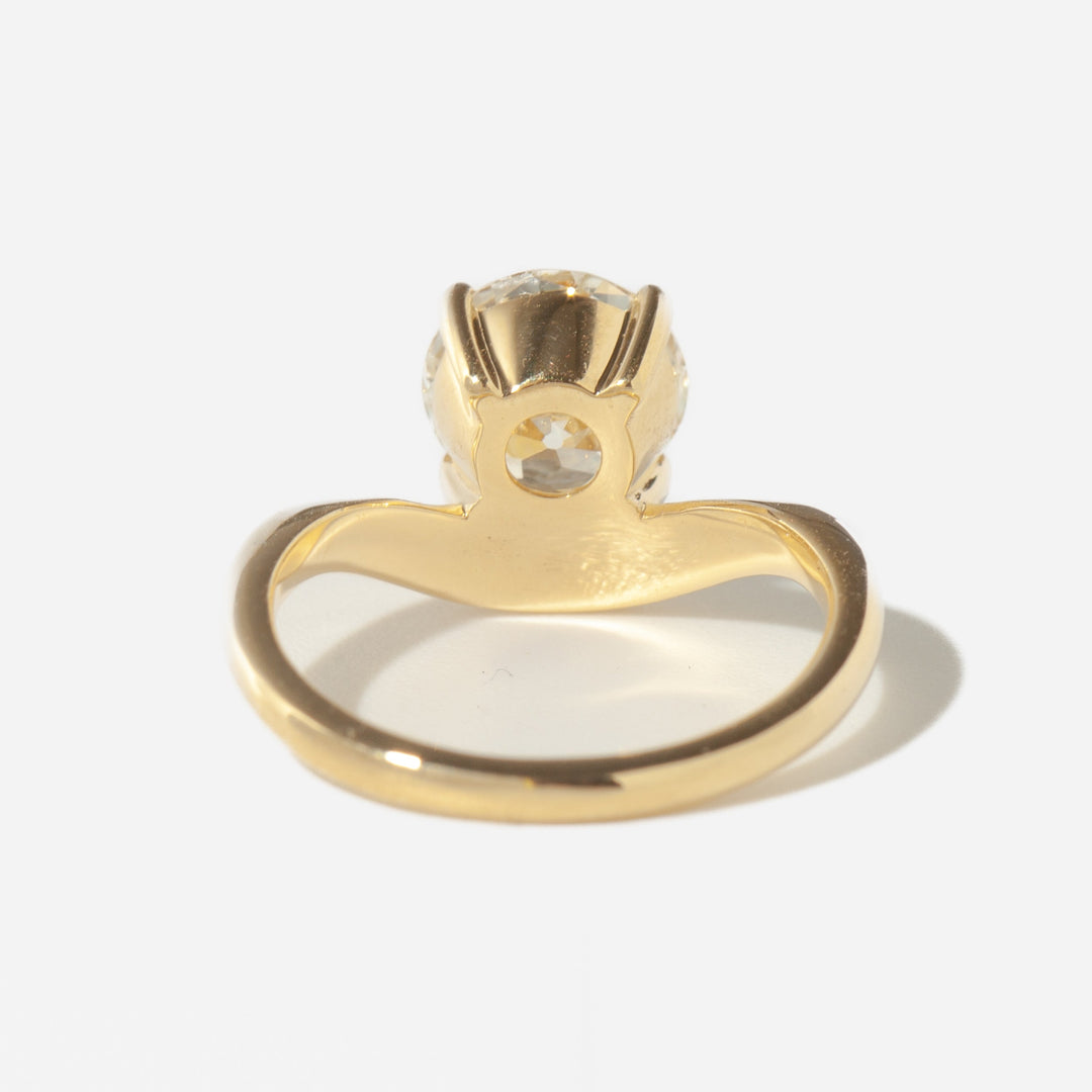 Vintage inspired old European cut lab grown diamond engagement ring designed for antique elegance and romance