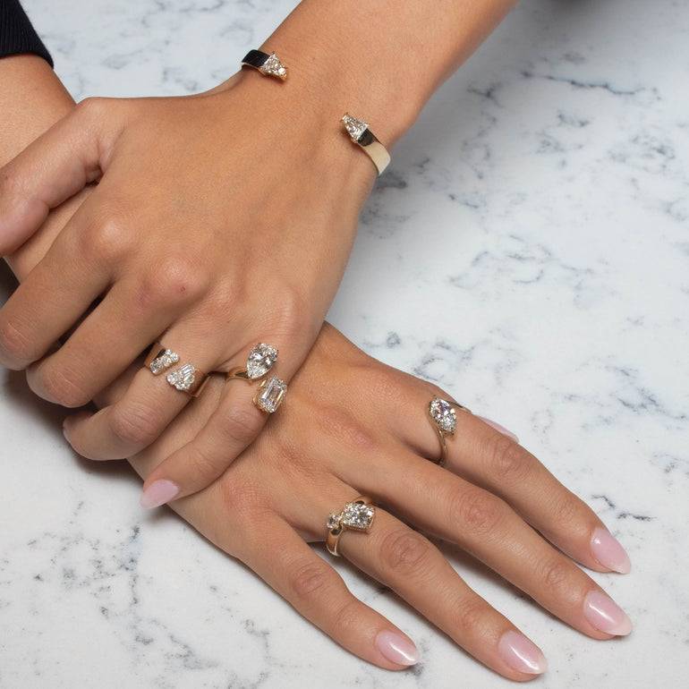 Curved Band Engagement Ring Lab Diamond