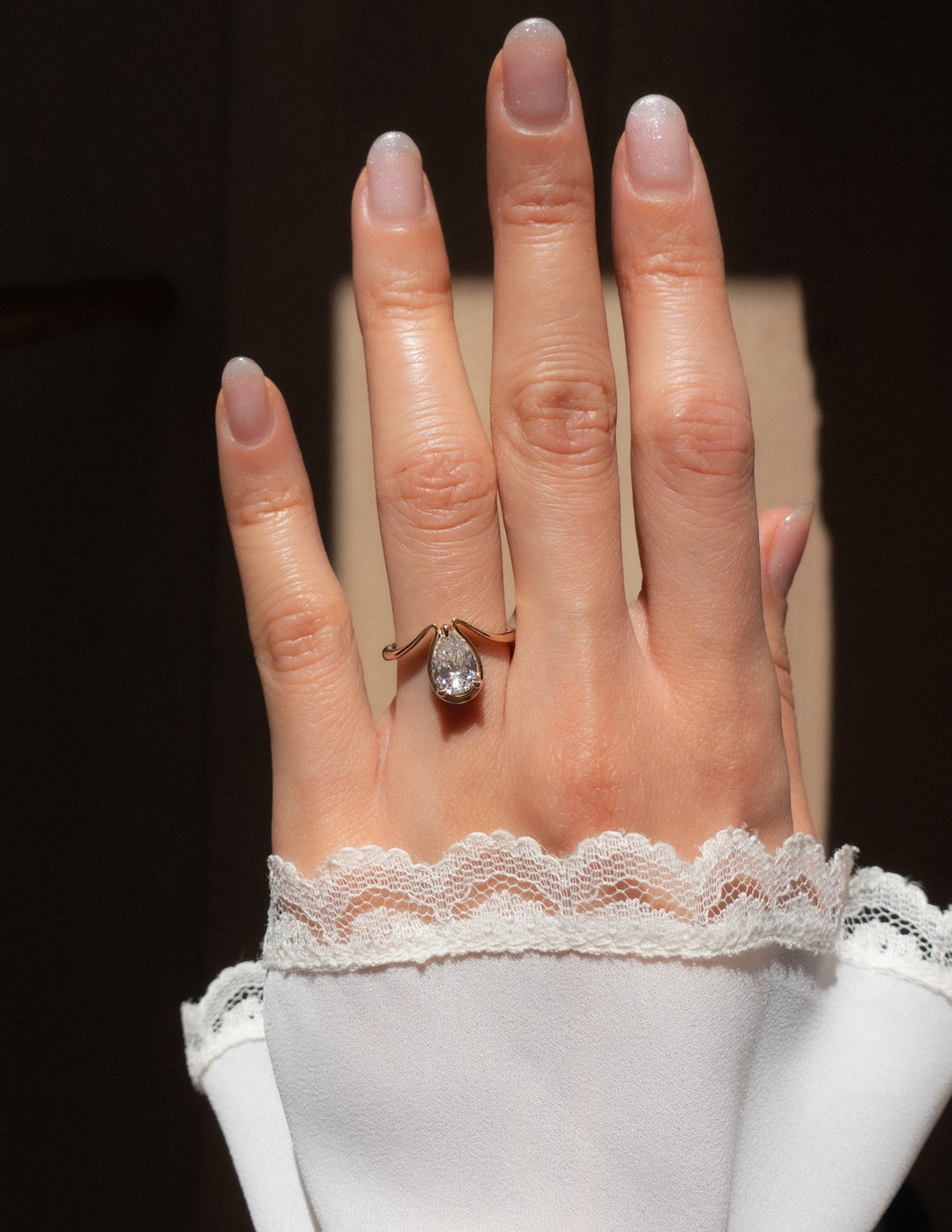 Pear Cut Lab Diamond Engagement Ring