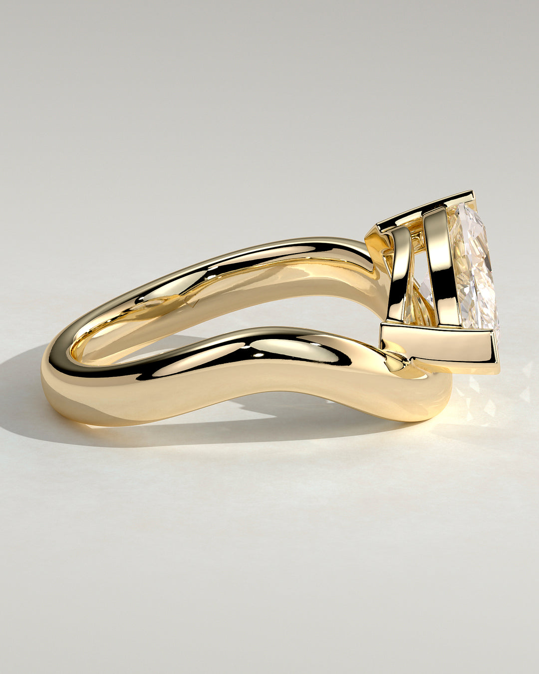 Curved band engagement ring