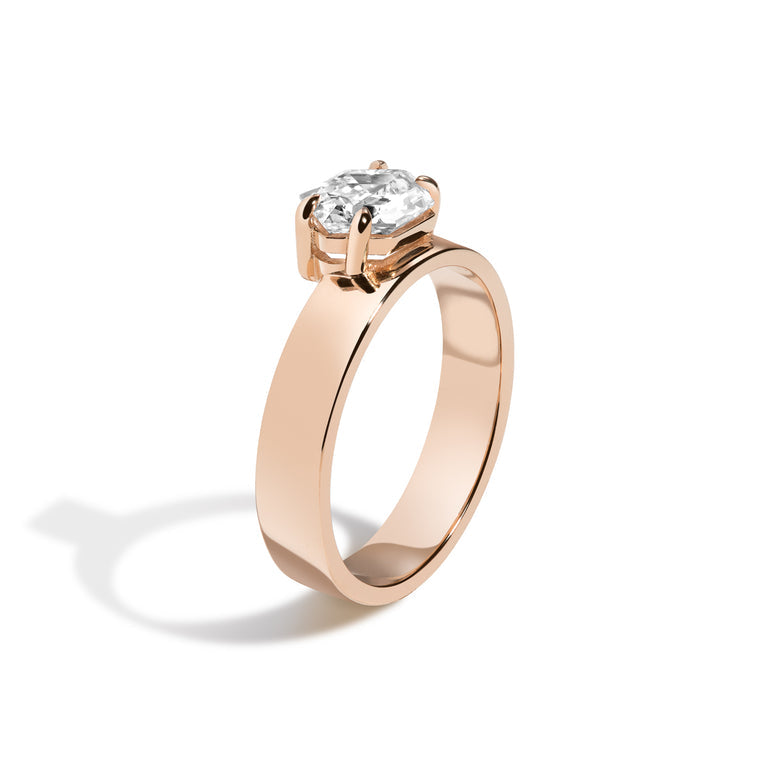 1.0ct Elongated Hexagon East West SolitaireF/VS1 Lab Grown Diamond Engagement Ring