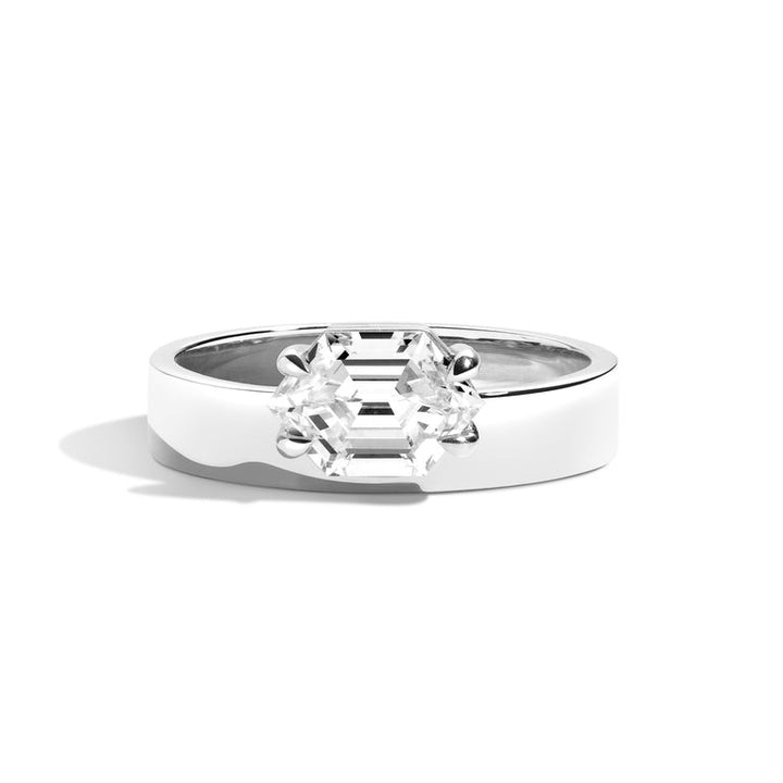 1.0ct Elongated Hexagon East West SolitaireF/VS1 Lab Grown Diamond Engagement Ring