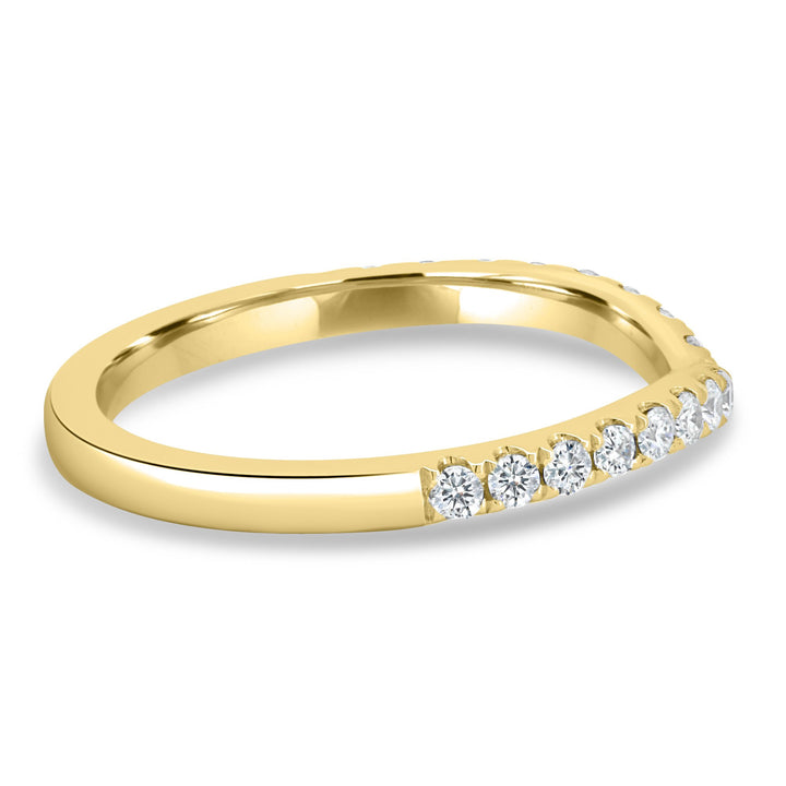 Wedding band for low profile engagement ring