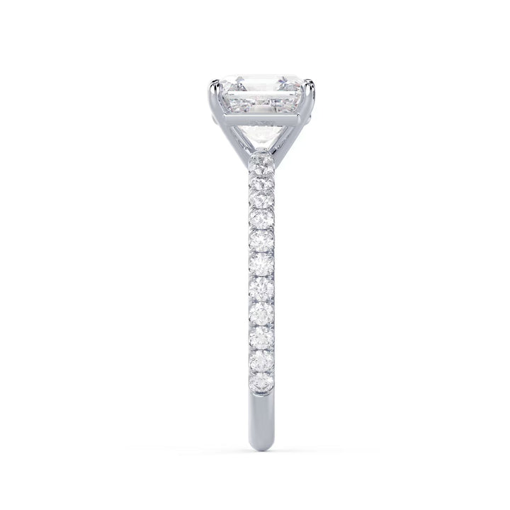 1.50CT Asscher E/VS1 Lab Grown Diamond Pave Engagement Ring