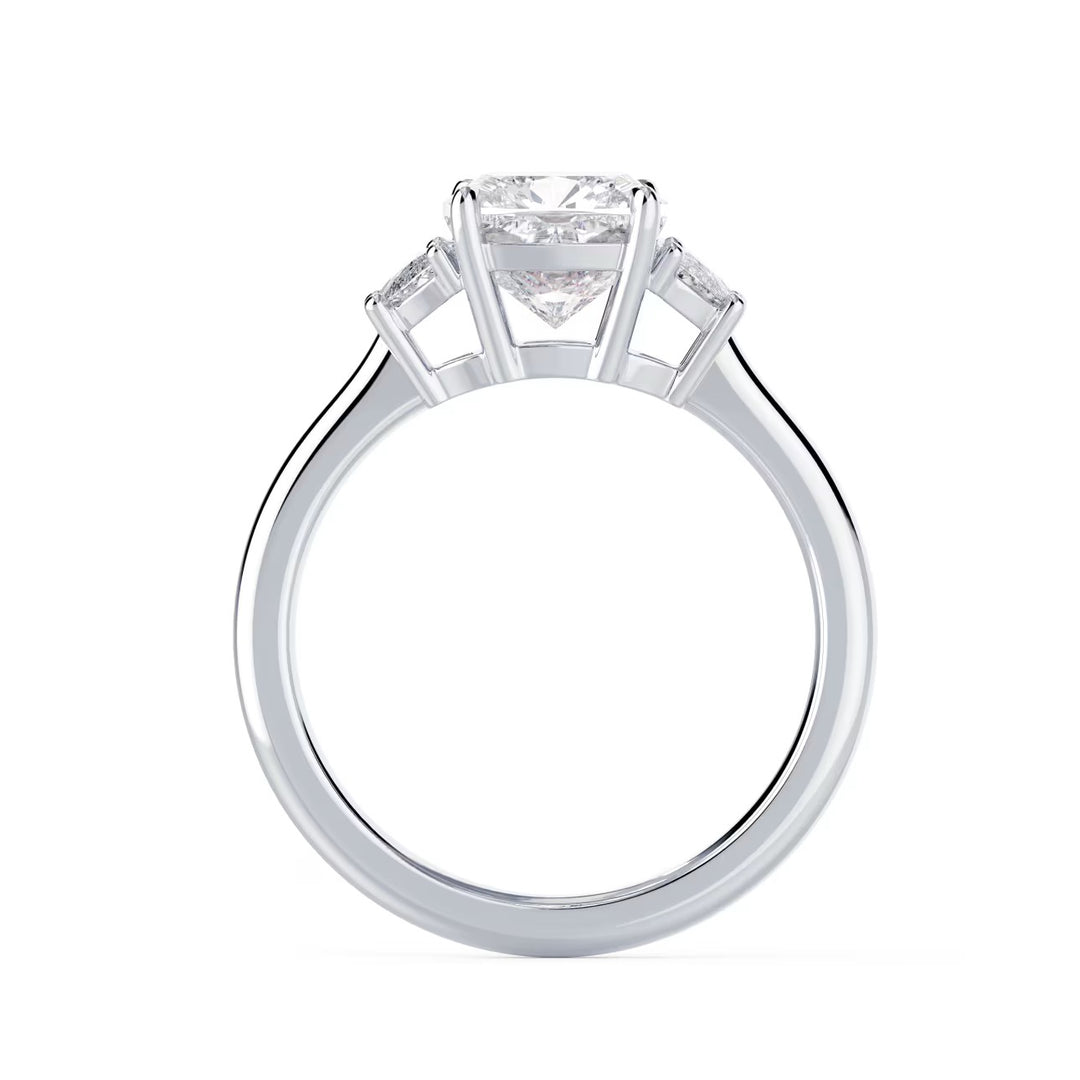 1.50CT Elongated Cushion E/VS1 Lab Grown Diamond Three Stone Engagement Rings