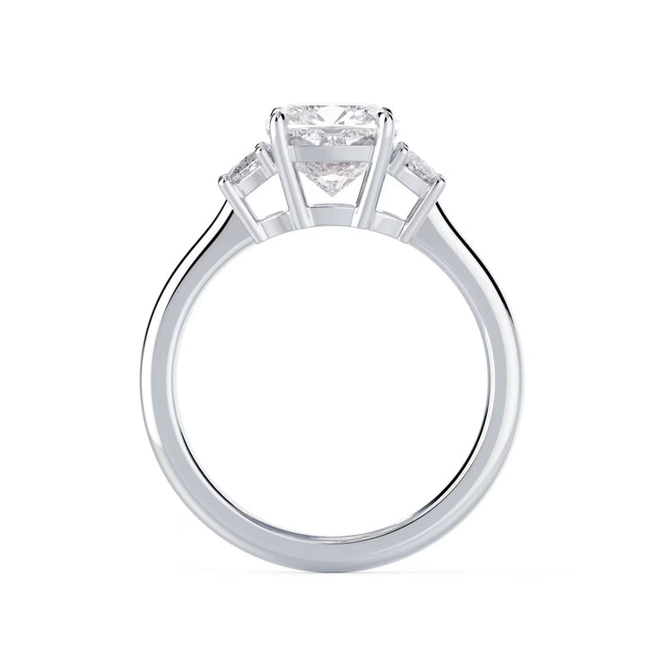 1.50CT Elongated Cushion E/VS1 Lab Grown Diamond Three Stone Engagement Rings