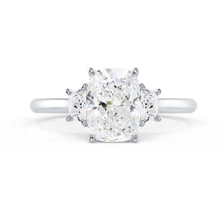 1.50CT Elongated Cushion E/VS2 Lab Grown Diamond Three Stone Engagement Rings