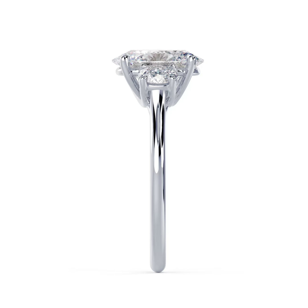 1.50CT Oval Cut E/VS2 Lab Grown Diamond Three Stone Engagement Rings