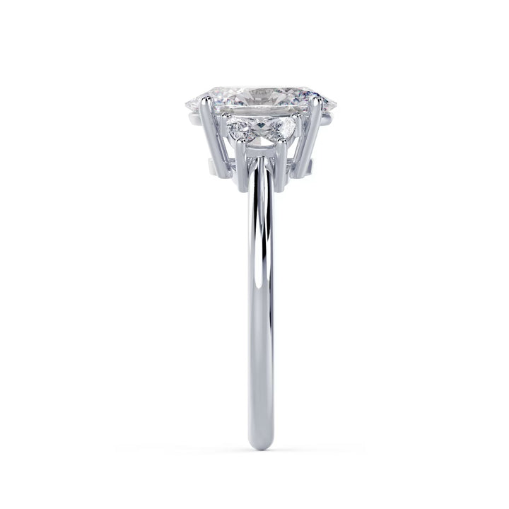 1.50CT Oval Cut E/VS2 Lab Grown Diamond Three Stone Engagement Rings