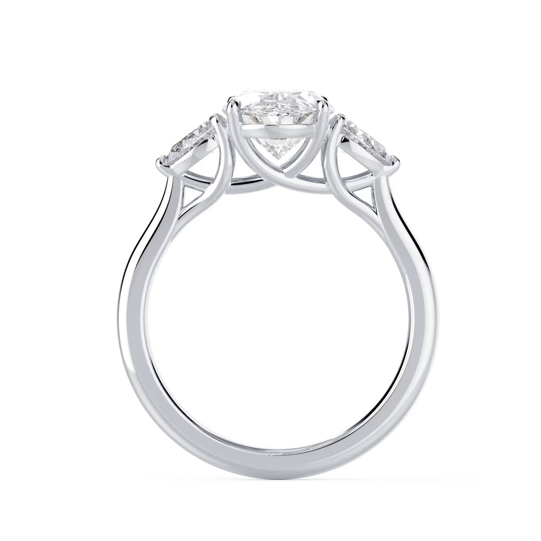 1.50CT Oval Cut E/VS2 Lab Grown Diamond Three Stone Engagement Rings