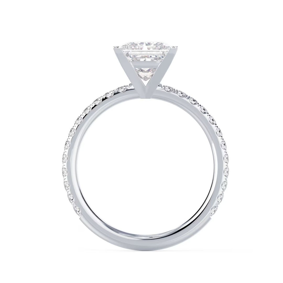 1.50CT Princess E/VS1 Lab Grown Diamond Pave Engagement Ring