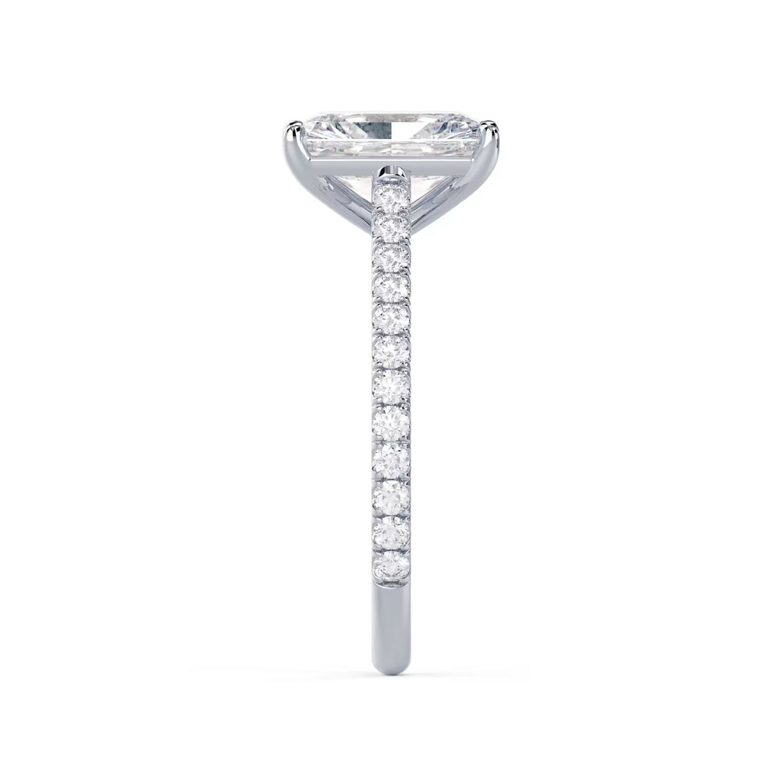 1.50CT Radiant E/VS2 Lab Grown Diamond Cathedral Pave Engagement Ring