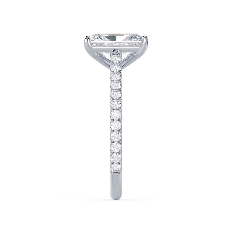 1.50CT Radiant E/VS2 Lab Grown Diamond Cathedral Pave Engagement Ring