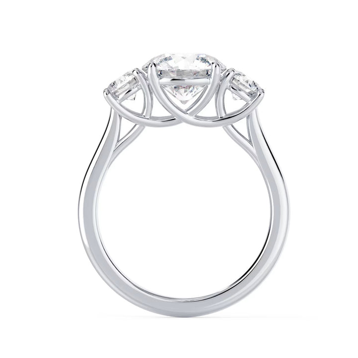 1.50CT Round Cut E/VS2 Lab Grown Diamond Three Stone Engagement Rings