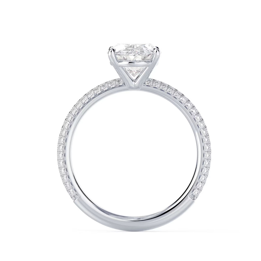 1.50CT Oval E/VS2 Lab Grown Diamond Three Side Pave Engagement Ring