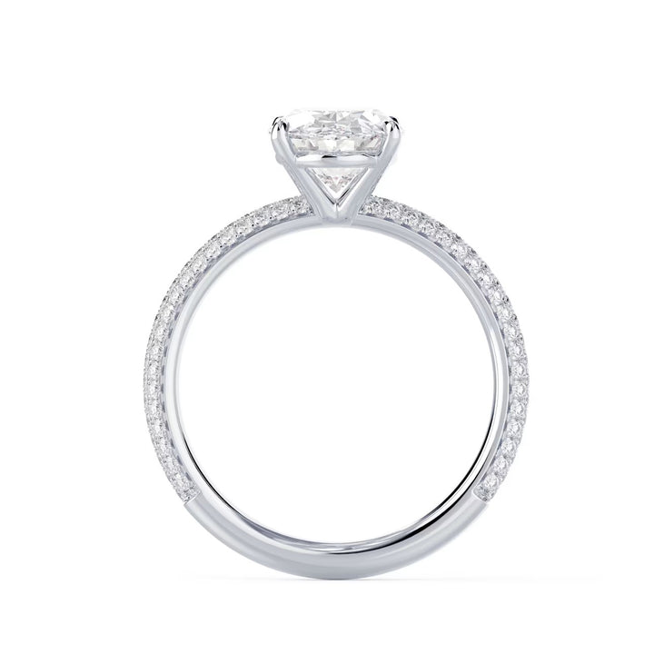 1.50CT Oval E/VS2 Lab Grown Diamond Three Side Pave Engagement Ring