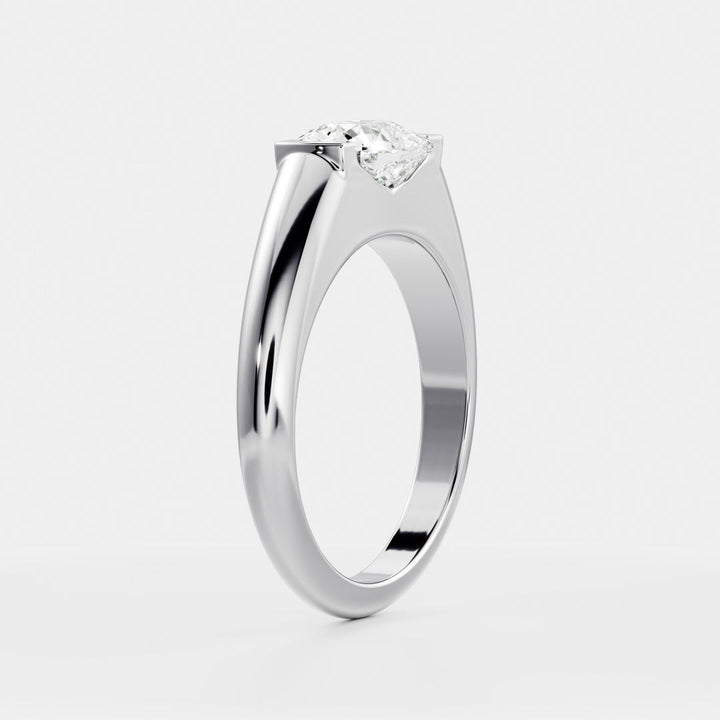 1.0CT Half Bezel Set Elongated Cushion Cut Lab Grown Diamond Signet Engagement Ring