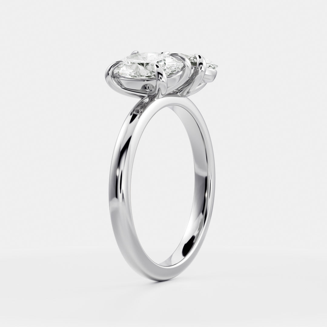 1.0CT Oval Cut IGI Certified CVD Diamond Toi Et Moi Engagement Ring