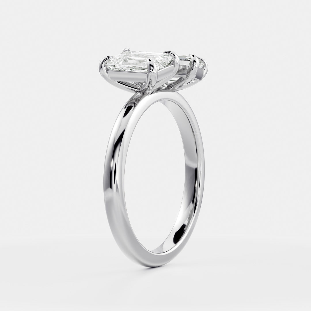 1.0CT Emerald Cut Lab Grown Diamond Toi Et Moi Engagement Ring