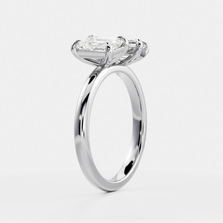 1.0CT Emerald Cut Lab Grown Diamond Toi Et Moi Engagement Ring
