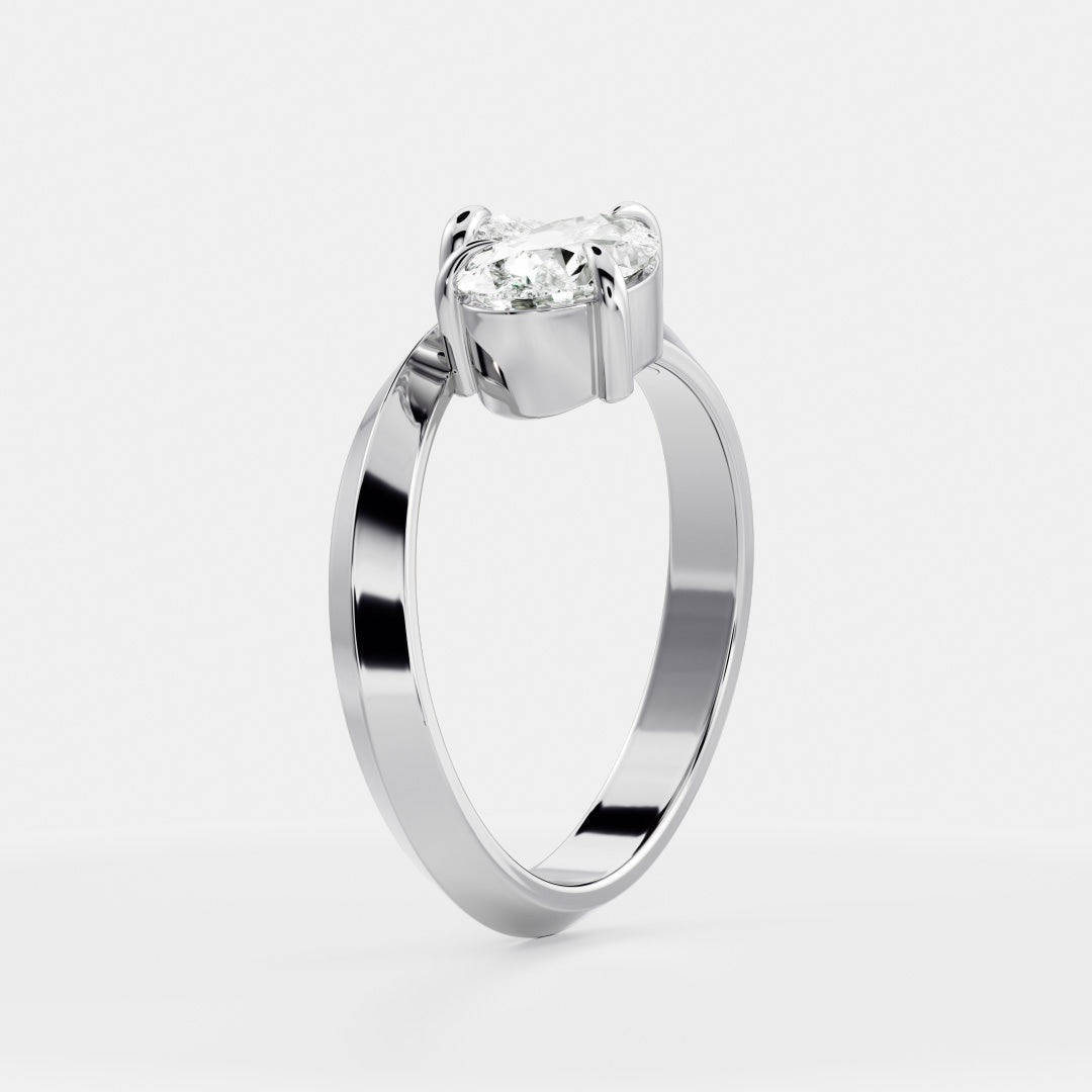 1.0CT Pear Cut Lab Grown Diamond Twisted Knife Edge Toi Et Moi Engagement Ring