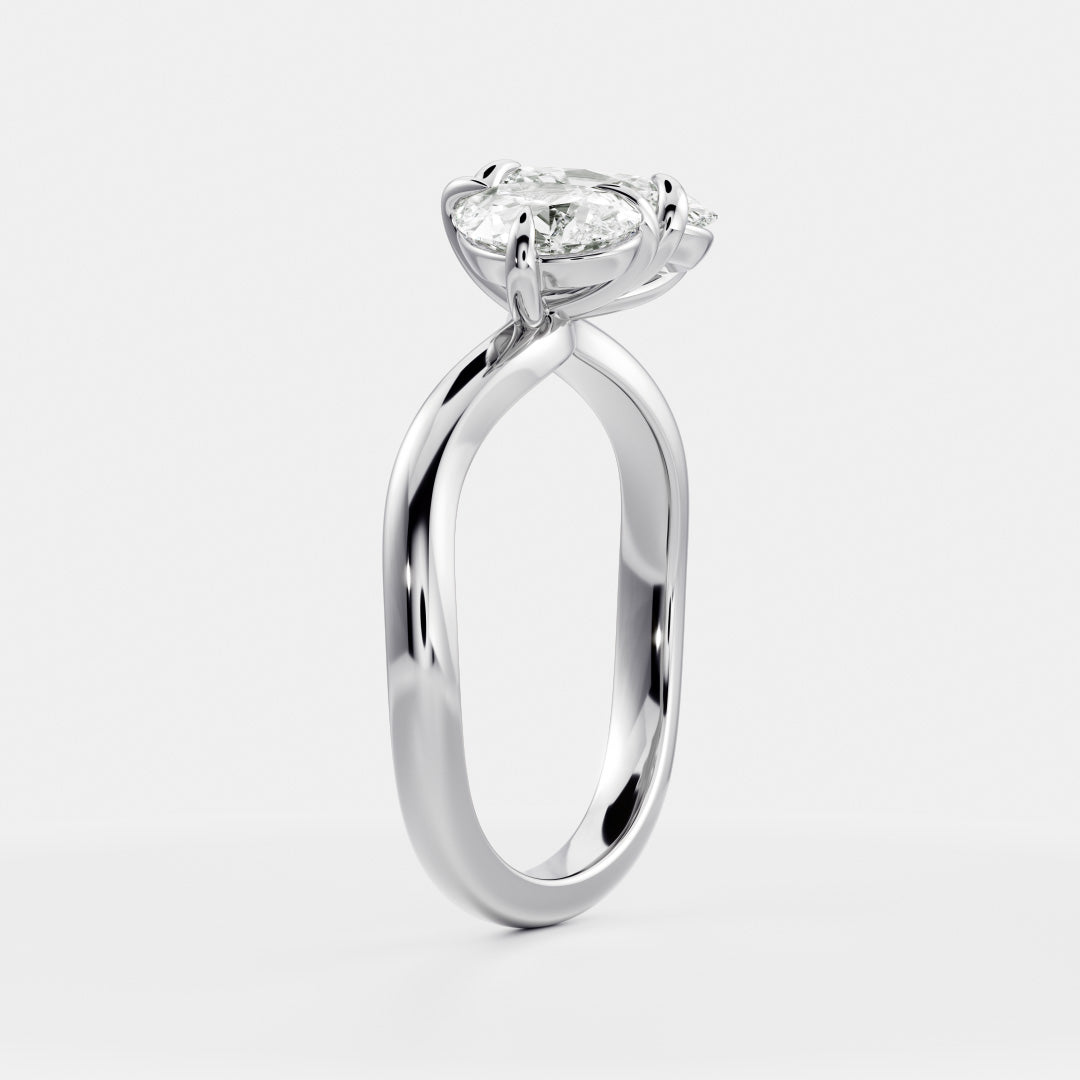 1.0CT Pear & Oval Lab Grown Diamond Curved Toi Et Moi Engagement Ring