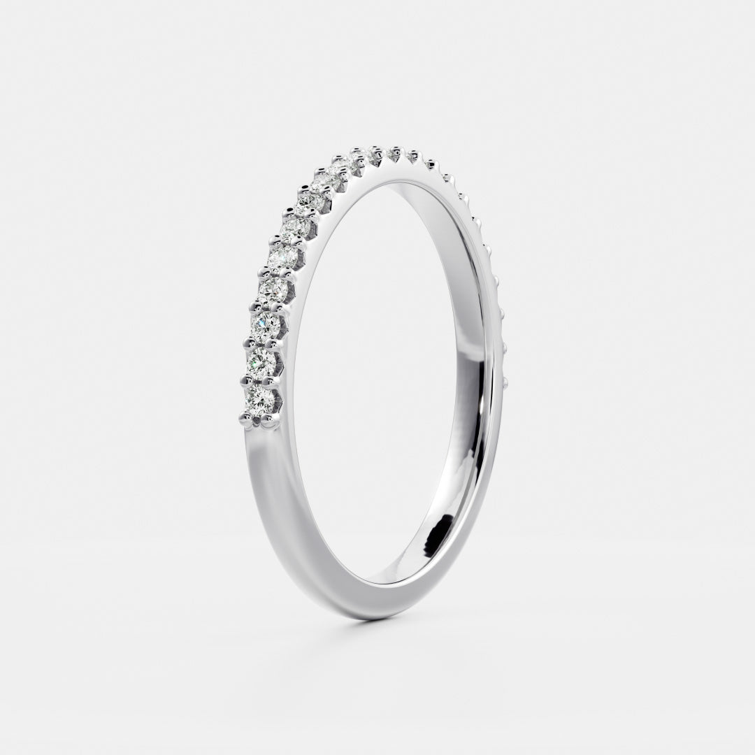 Round E/VS1 Lab Grown Diamond Half Eternity Pave Wedding Band