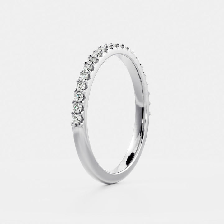 Round E/VS1 Lab Grown Diamond Half Eternity Pave Wedding Band