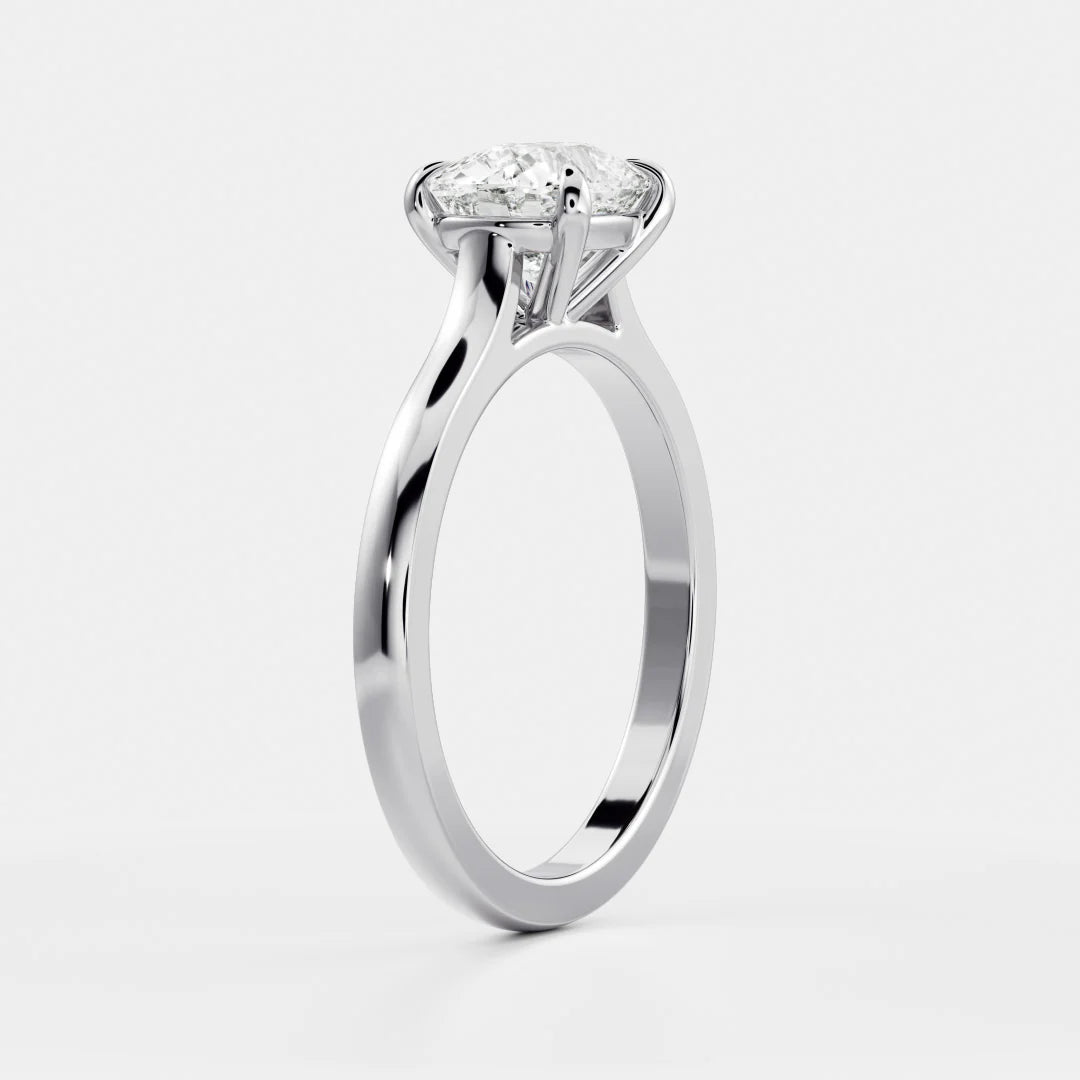 1.0CT East West Elongated Cushion Cut Lab Grown Diamond Cathedral Engagement Ring