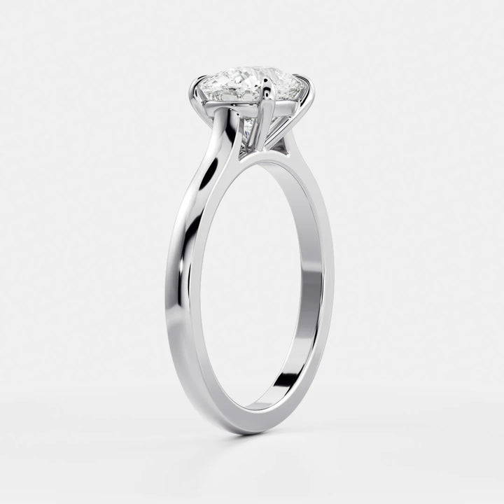 1.0CT East West Elongated Cushion Cut Lab Grown Diamond Cathedral Engagement Ring