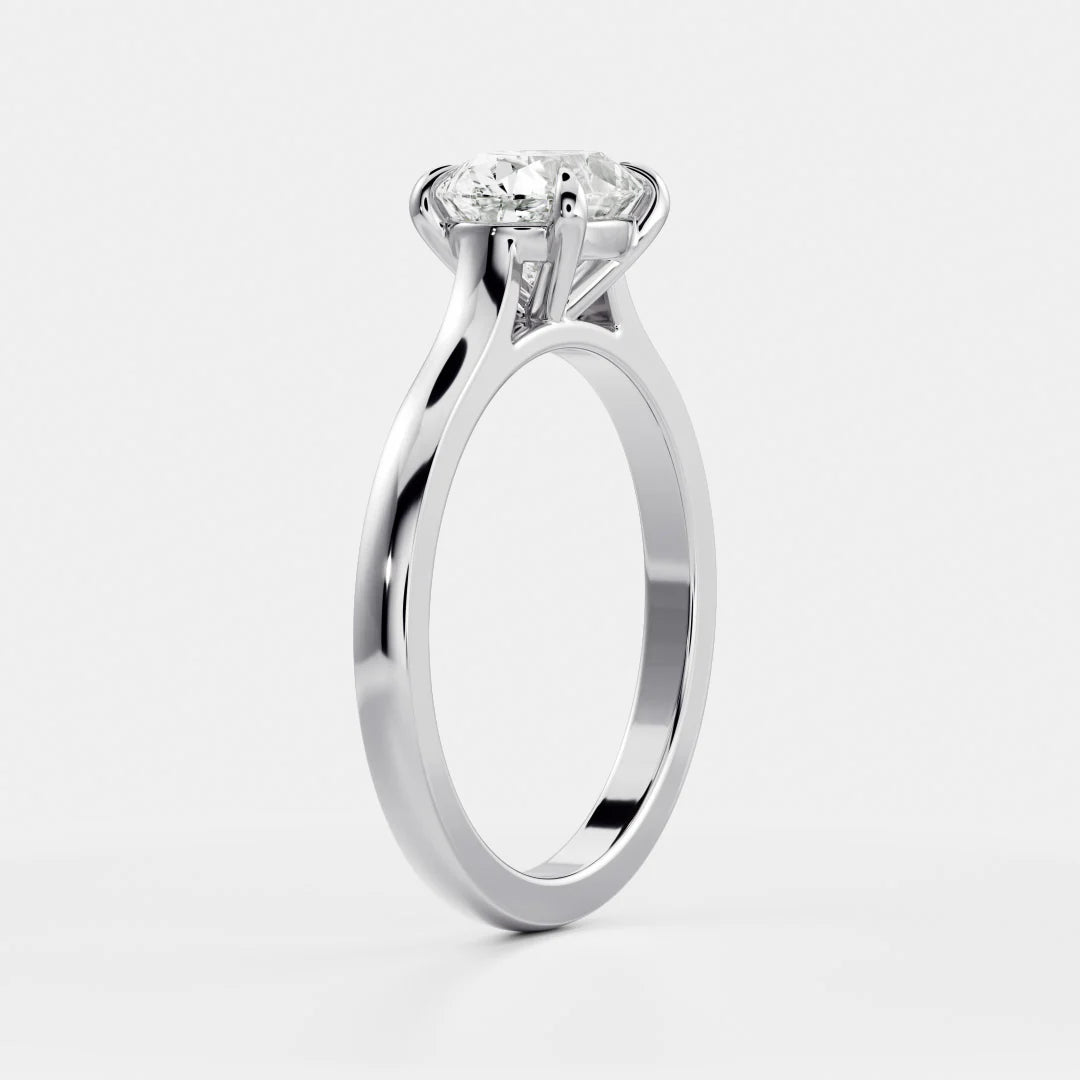 0.50CT East West Oval Cut Lab Grown Diamond Cathedral Engagement Ring