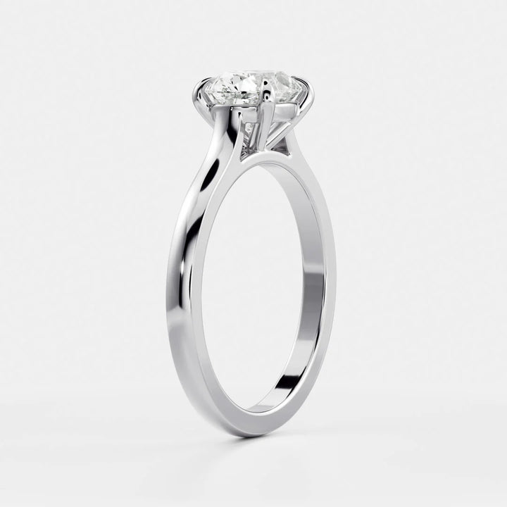 0.50CT East West Oval Cut Lab Grown Diamond Cathedral Engagement Ring