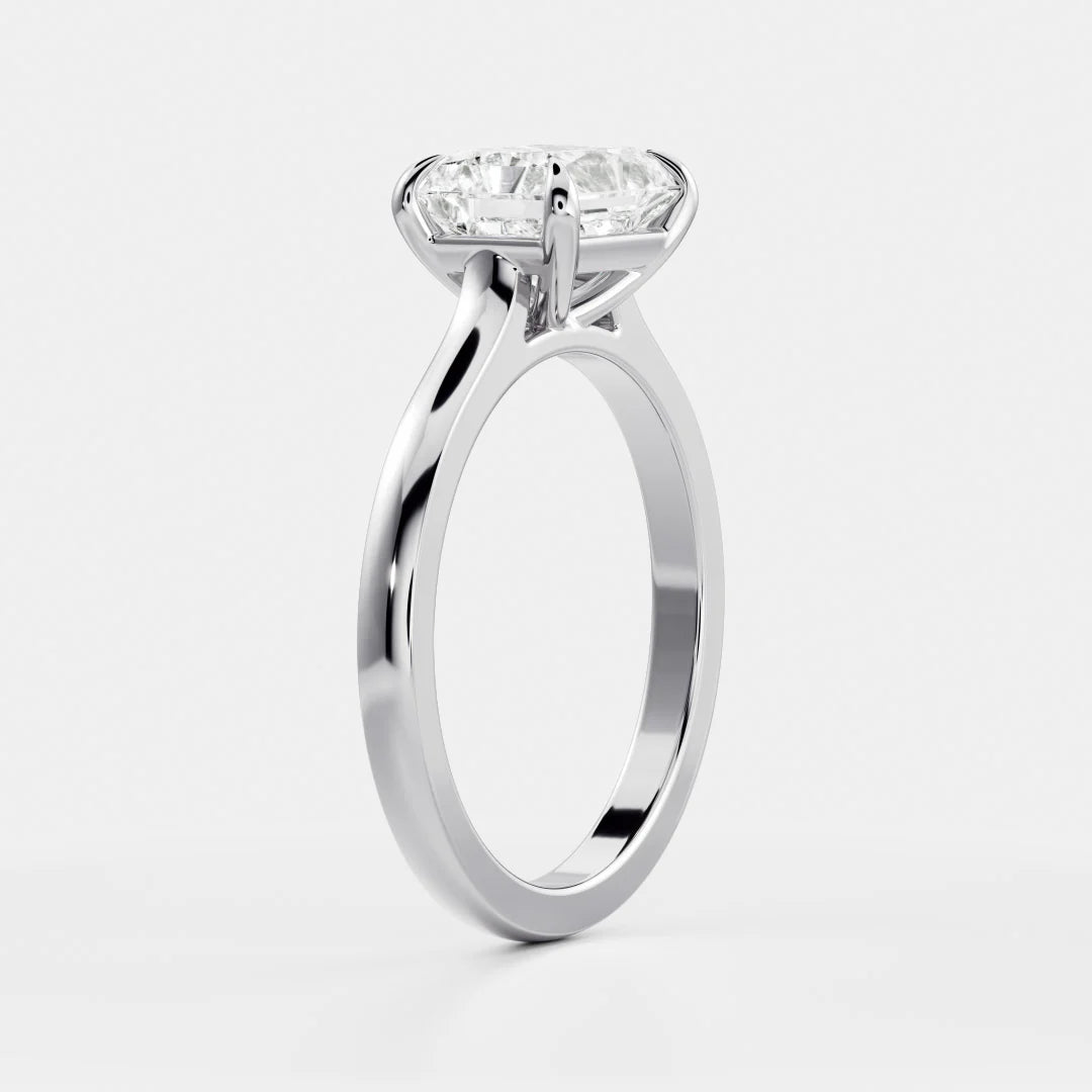 1.0CT East West Radiant Cut Lab Grown Diamond Cathedral Engagement Ring