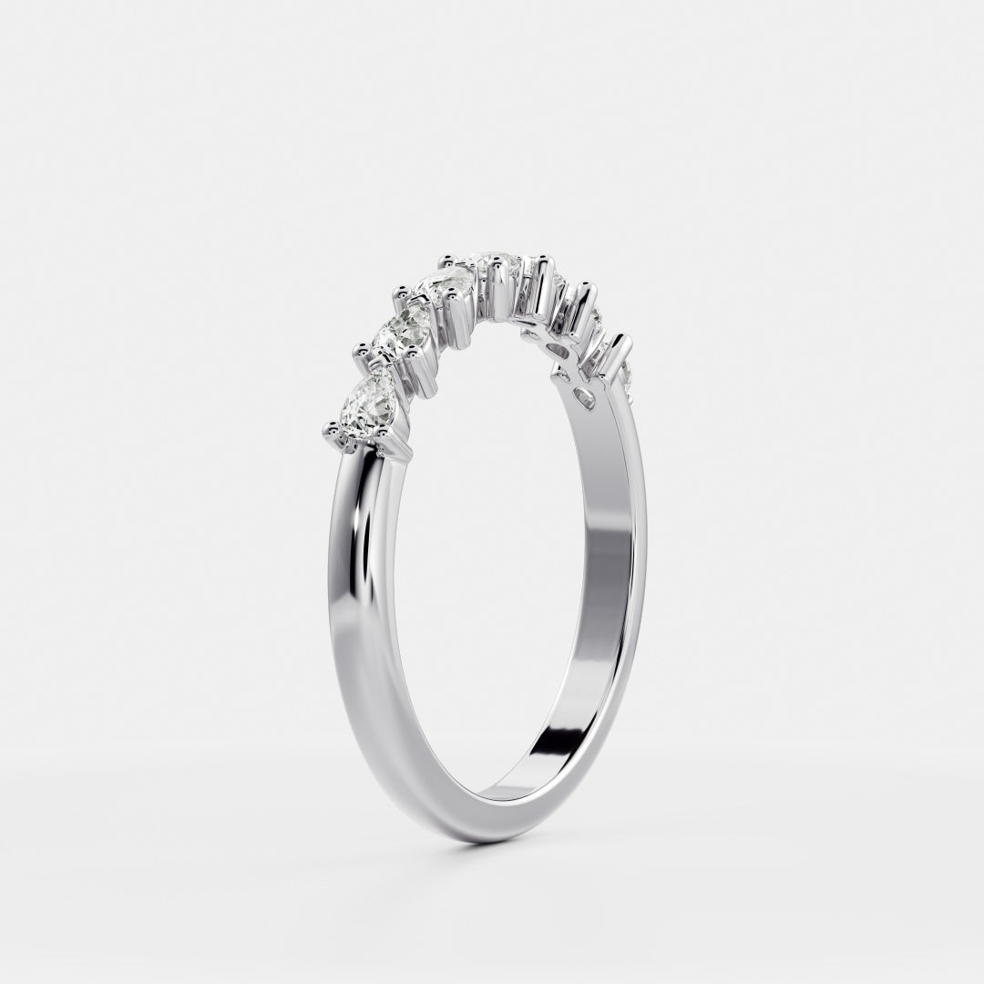 East West Pear E/VS1 Lab Grown Diamond Half Eternity Wedding Band