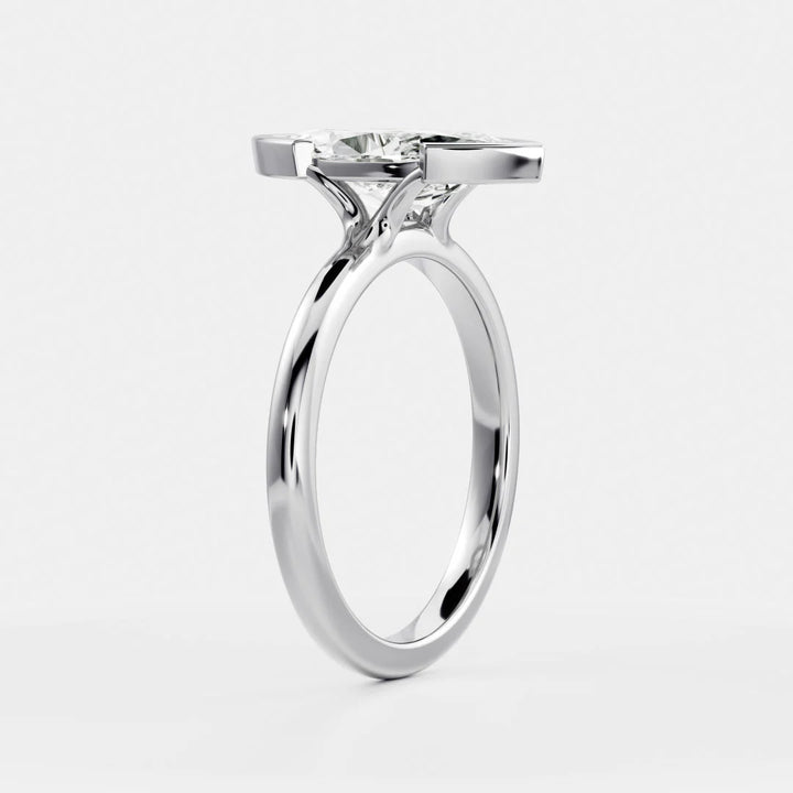 2.50CT Half Bezel Set Marquise Cut Lab Grown Diamond Split Shank Engagement Ring