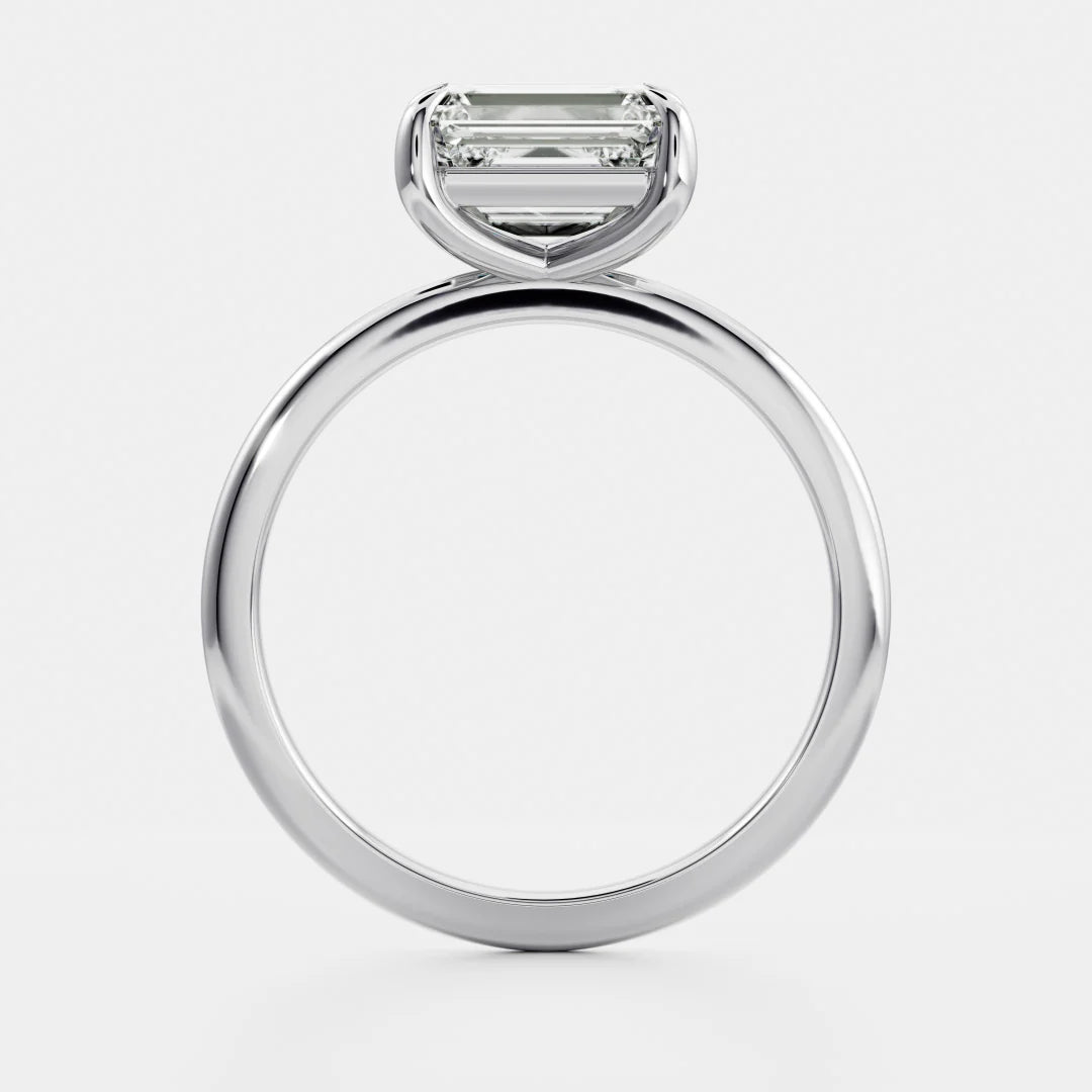 1.0CT East West Emerald Cut IGI Certified Diamond Solitaire Engagement Ring